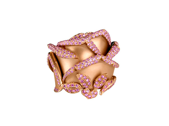 ROSE OF HOPE RING SATIN ROSE GOLD & PINK SAPPHIRES