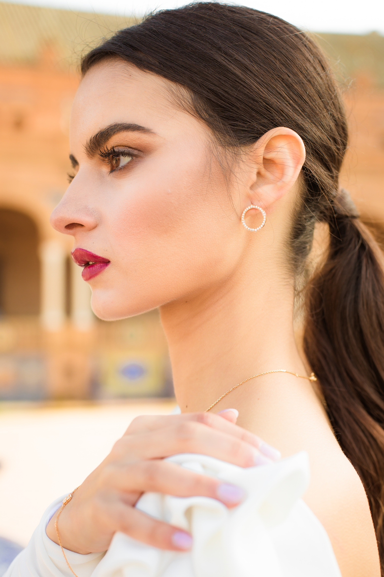 Aura - Boucles d'Oreilles Or Rose Diamants Petit Modèle