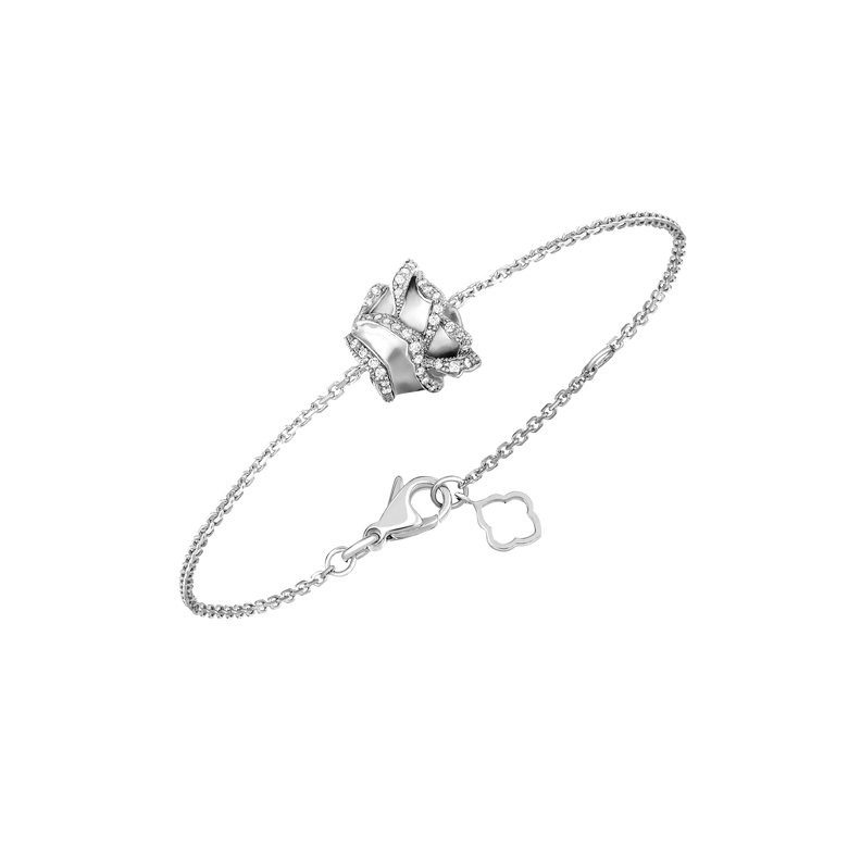 Rose of Hope - Satin White Gold and Diamond  Bracelet