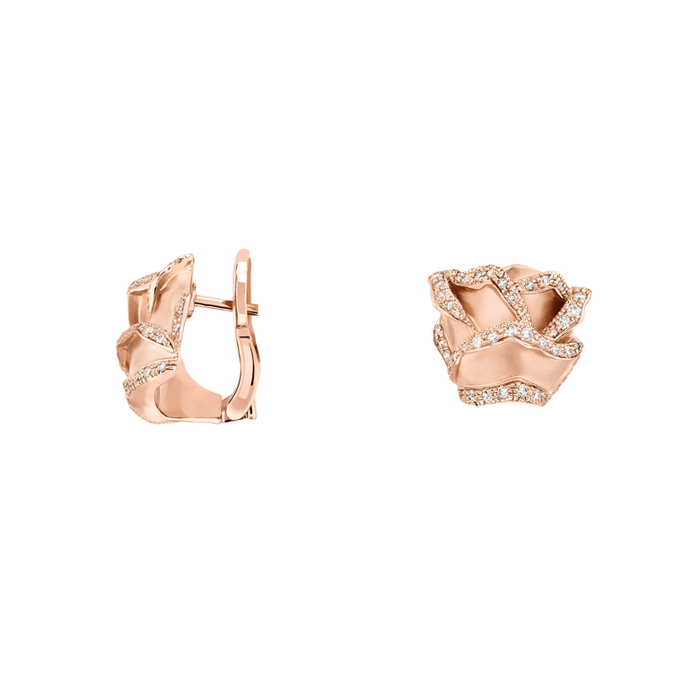 Rose of Hope - Satin Rose Gold Diamond Earrings