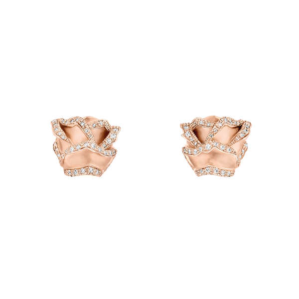 Rose of Hope - Satin Rose Gold Diamond Earrings