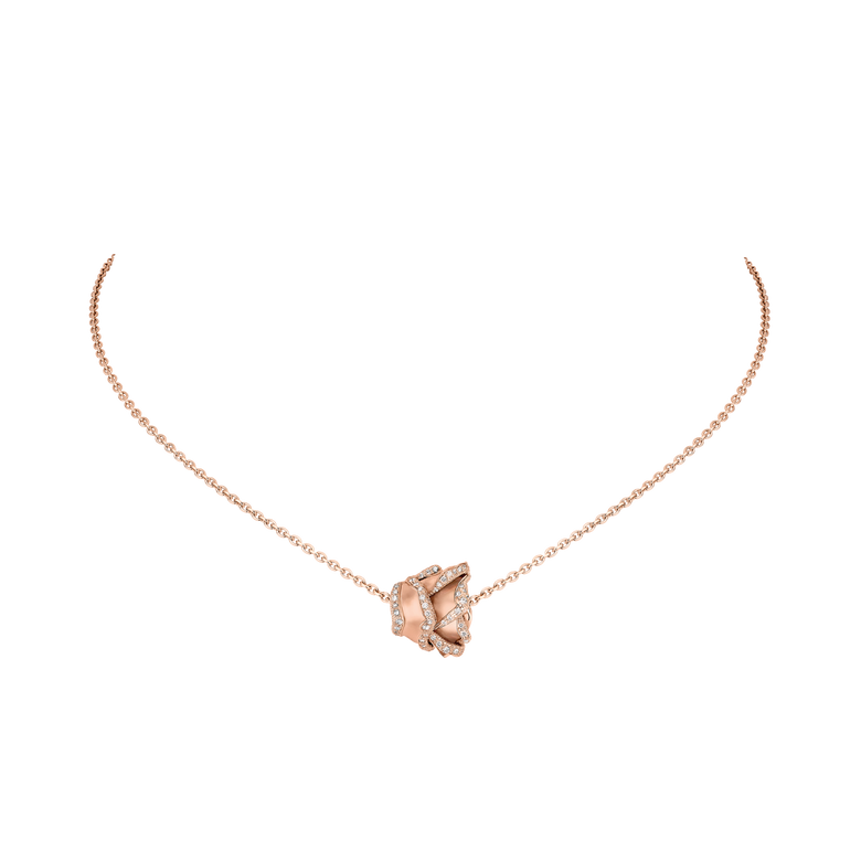 Rose of Hope - Satin White Gold and Diamond Pendant