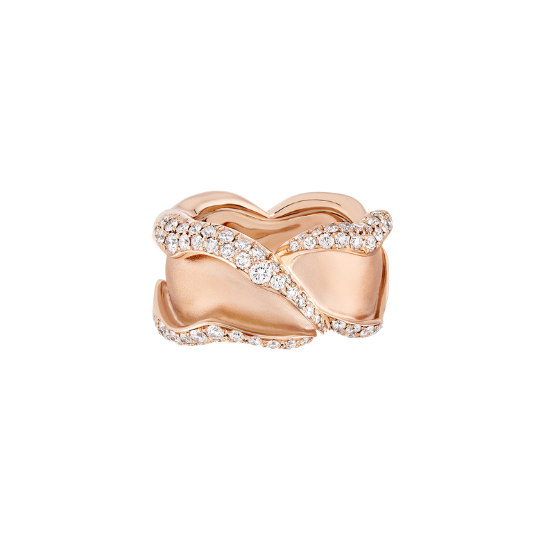 Rose of Hope - Satin White Gold and Diamond Petal Ring