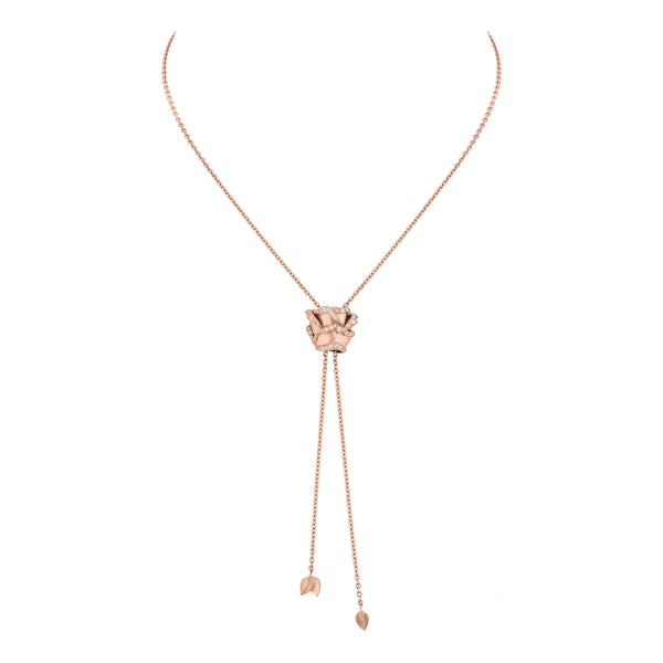Rose of Hope - Satin Rose Gold and Diamond Necklace