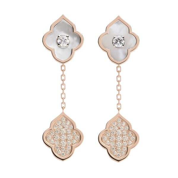 LUCE COLOUR - EARRINGS PENDANT ROSE GOLD PAVE MOTHER OF PEARL & 2 DIAMONDS S
