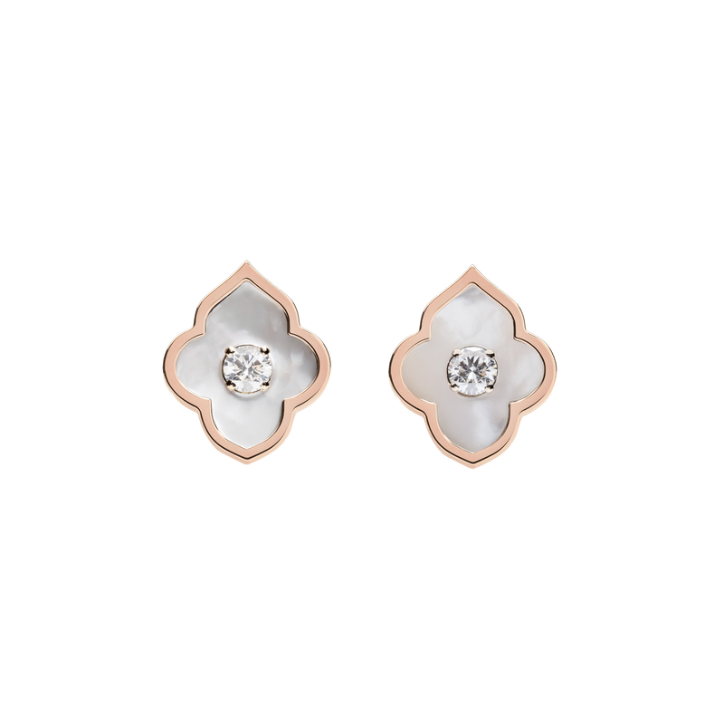 LUCE COLOUR - EARRINGS ROSE GOLD MOTHER OF PEARL & 2 DIAMONDS S