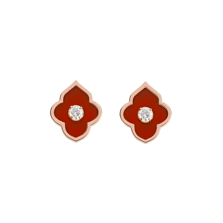 LUCE COLOUR - EARRINGS ROSE GOLD CORNELIAN & 2 DIAMONDS S