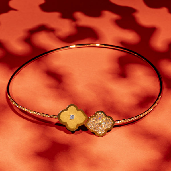 "LUCE COLOUR - NECKLACE FLEX SEMI PAVE ROSE GOLD PAVE & 1 DIAMOND"