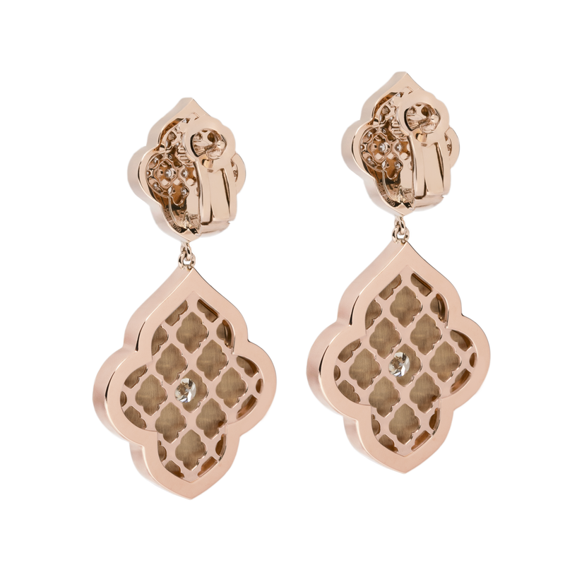 LUCE COLOUR - EARRINGS PENDANT ROSE GOLD PAVE & 2 DIAMONDS S-M