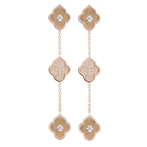 LUCE COLOUR - EARRINGS PENDANT ROSE GOLD PAVE & 4 DIAMONDS S