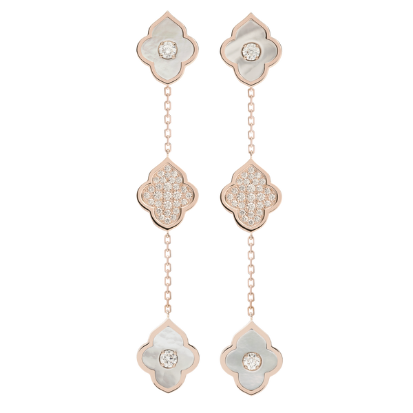 LUCE COLOUR - EARRINGS PENDANT ROSE GOLD PAVE MOTHER OF PEARL & 4 DIAMONDS S
