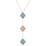 LUCE COLOUR - COLLIER OR ROSE PAVE TURQUOISE &AMP; 2 DIAMANTS M