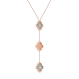 LUCE COLOUR - COLLIER OR ROSE PAVE TURQUOISE &AMP; 2 DIAMANTS M