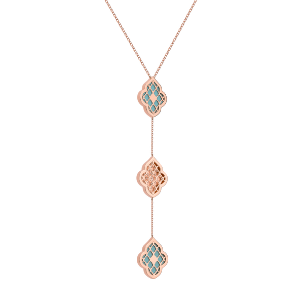 LUCE COLOUR - NECKLACE ROSE GOLD PAVE TURQUOISE & 2 DIAMONDS M