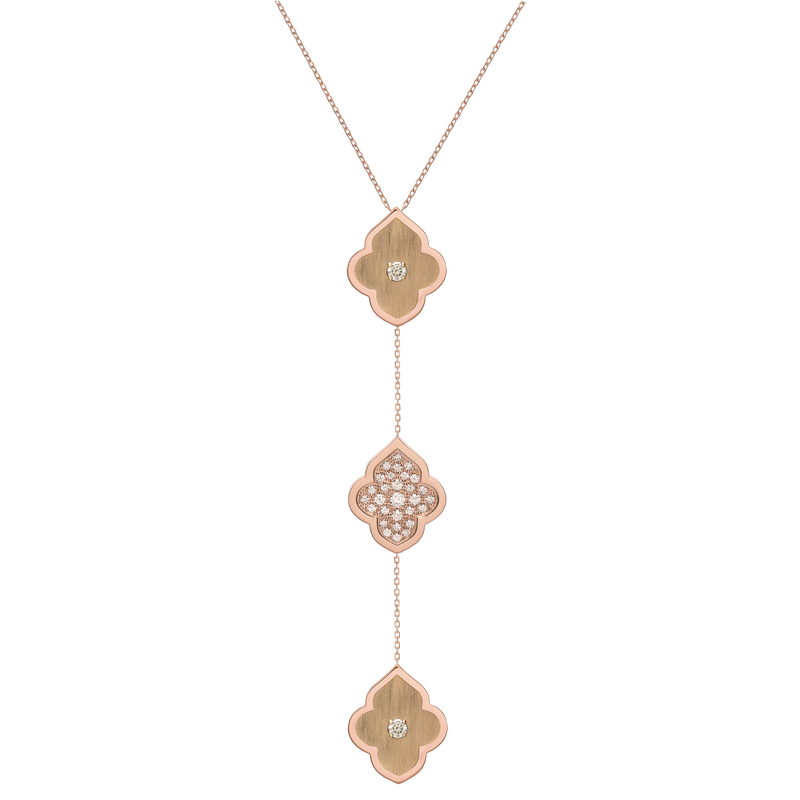 LUCE COLOUR - COLLIER OR ROSE PAVE &AMP; 2 DIAMANTS M