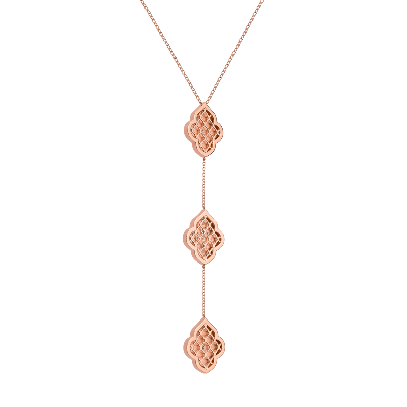 LUCE COLOUR - COLLIER OR ROSE PAVE &AMP; 2 DIAMANTS M