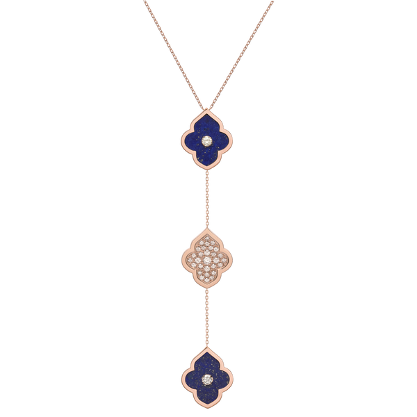 LUCE COLOUR - NECKLACE ROSE GOLD PAVE LAPIS LAZULI & 2 DIAMONDS M