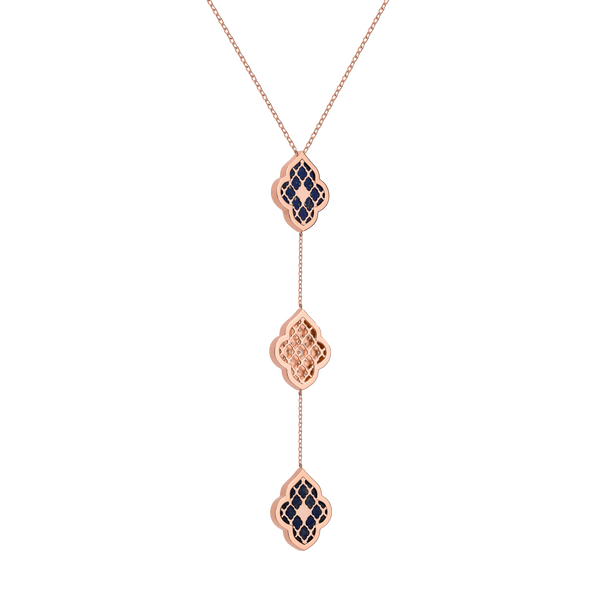 LUCE COLOUR - NECKLACE ROSE GOLD PAVE LAPIS LAZULI & 2 DIAMONDS M