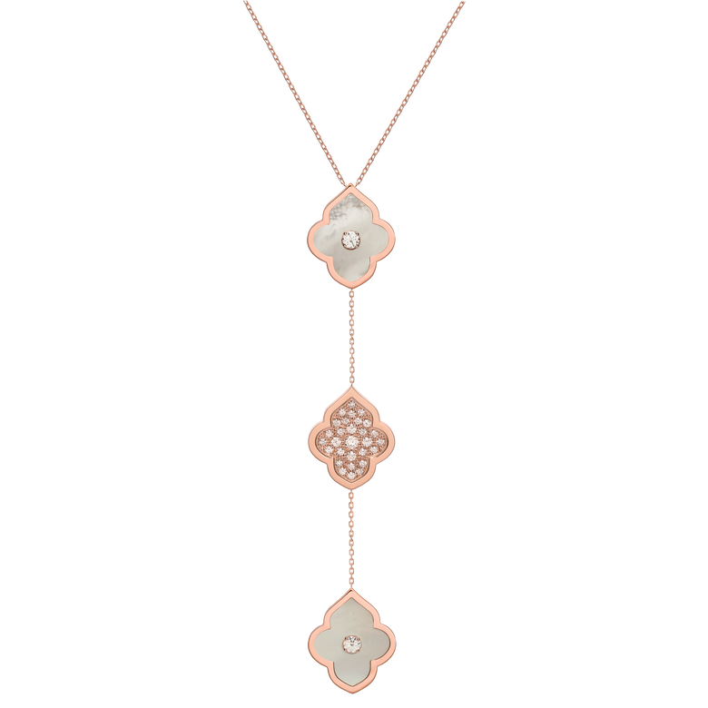 LUCE COLOUR - NECKLACE ROSE GOLD PAVE MOTHER OF PEARL & 2 DIAMONDS M