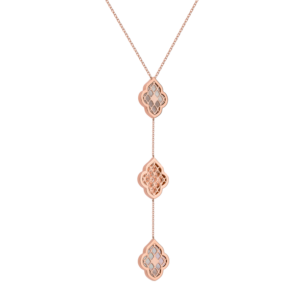 LUCE COLOUR - NECKLACE ROSE GOLD PAVE MOTHER OF PEARL & 2 DIAMONDS M