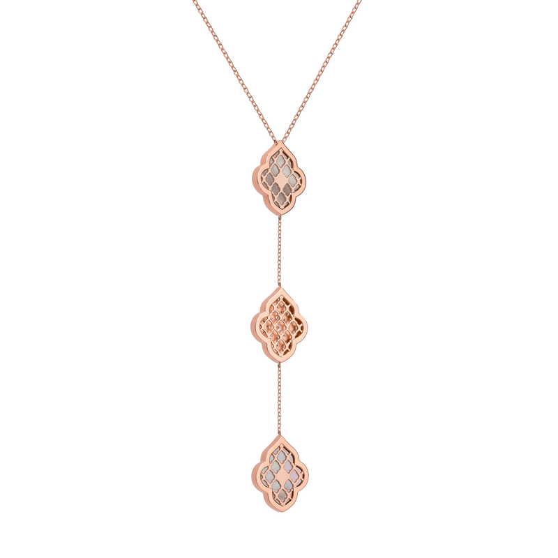 LUCE COLOUR - NECKLACE ROSE GOLD PAVE MOTHER OF PEARL & 2 DIAMONDS M