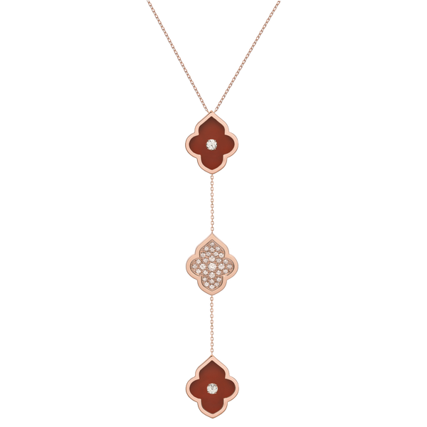 LUCE COLOUR - NECKLACE ROSE GOLD PAVE CORNELIAN & 2 DIAMONDS M