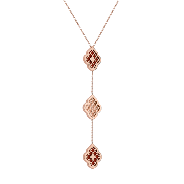 LUCE COLOUR - NECKLACE ROSE GOLD PAVE CORNELIAN & 2 DIAMONDS M