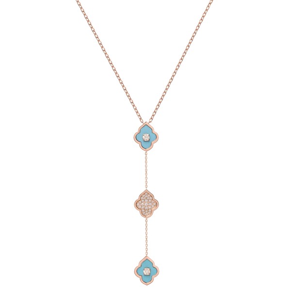 LUCE COLOUR - NECKLACE ROSE GOLD PAVE TURQUOISE & 2 DIAMONDS S