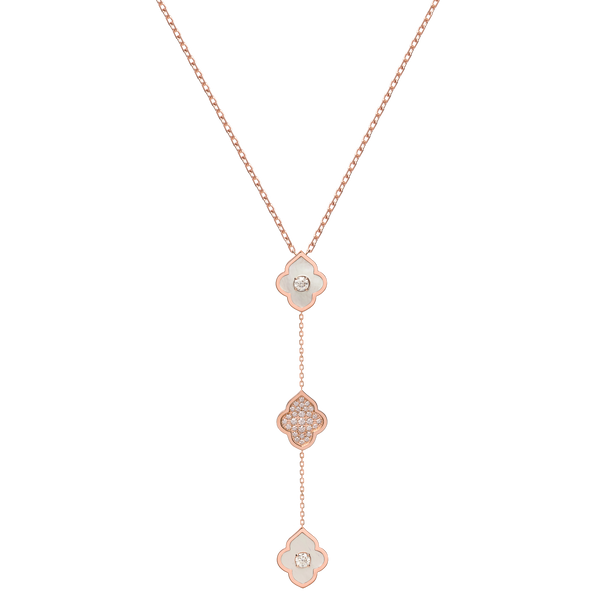 LUCE COLOUR - NECKLACE ROSE GOLD PAVE MOTHER OF PEARL & 2 DIAMONDS S