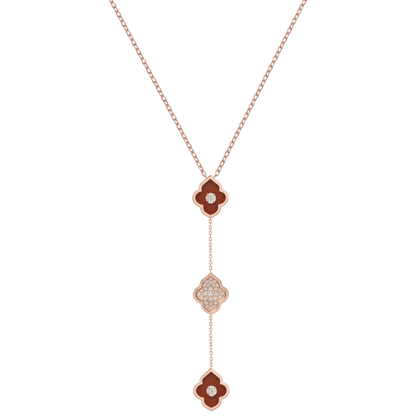 LUCE COLOUR - NECKLACE ROSE GOLD PAVE CORNELIAN & 2 DIAMONDS S