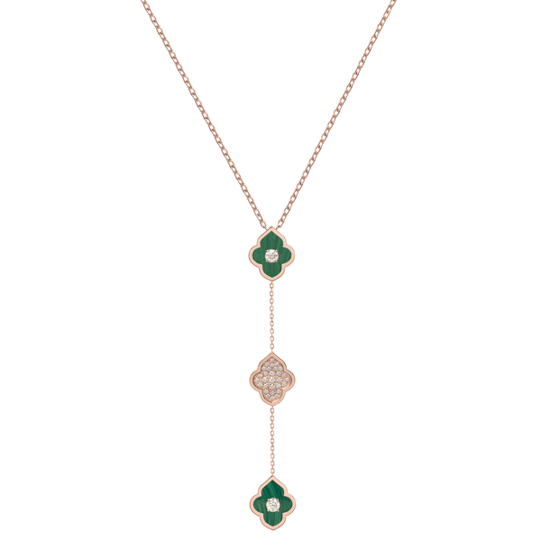 LUCE COLOUR - NECKLACE ROSE GOLD PAVE MALACHITE & 2 DIAMONDS S