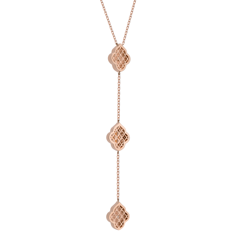 LUCE COLOUR - NECKLACE ROSE GOLD PAVE & 2 DIAMONDS S