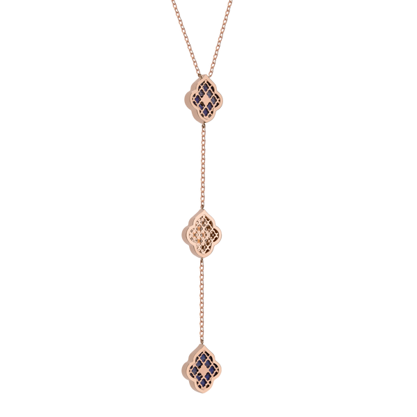 LUCE COLOUR - NECKLACE ROSE GOLD PAVE LAPIS LAZULI & 2 DIAMONDS S