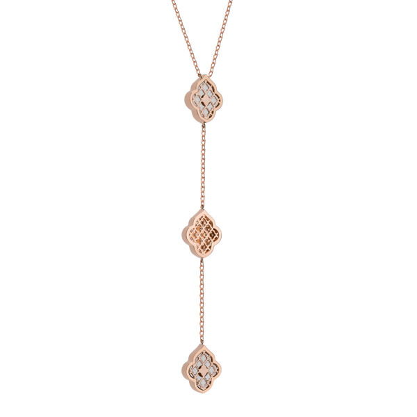 LUCE COLOUR - NECKLACE ROSE GOLD PAVE MOTHER OF PEARL & 2 DIAMONDS S