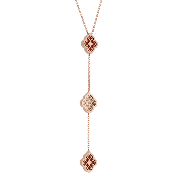 LUCE COLOUR - NECKLACE ROSE GOLD PAVE CORNELIAN & 2 DIAMONDS S