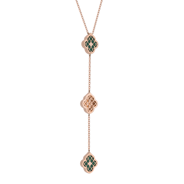 LUCE COLOUR - NECKLACE ROSE GOLD PAVE MALACHITE & 2 DIAMONDS S