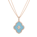 LUCE COLOUR - PENDANT SEMI PAVE ROSE GOLD TURQUOISE & 4 DIAMONDS L