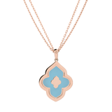 LUCE COLOUR - PENDENTIF SEMI PAVE OR ROSE TURQUOISE &AMP; 4 DIAMANTS L