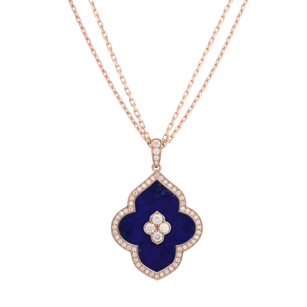 LUCE COLOUR - PENDANT SEMI PAVE ROSE GOLD LAPIS LAZULI & 4 DIAMONDS L