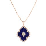 LUCE COLOUR - PENDENTIF SEMI PAVE OR ROSE LAPIS LAZULI &AMP; 4 DIAMANTS L