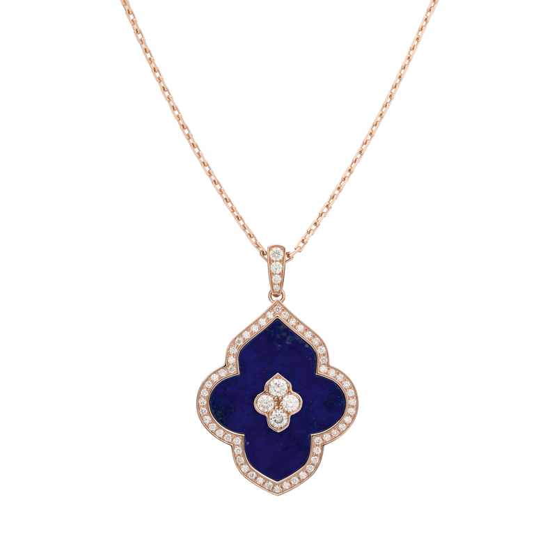 LUCE COLOUR - PENDANT SEMI PAVE ROSE GOLD LAPIS LAZULI & 4 DIAMONDS L