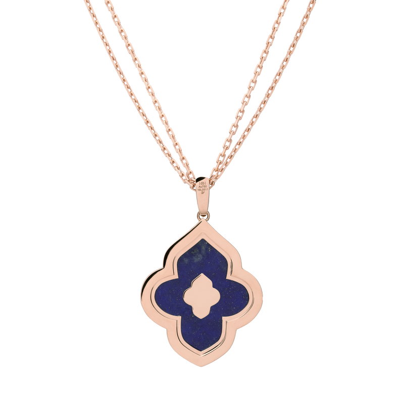 LUCE COLOUR - PENDANT SEMI PAVE ROSE GOLD LAPIS LAZULI & 4 DIAMONDS L