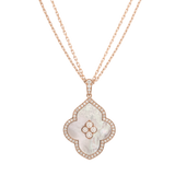 LUCE COLOUR - PENDANT SEMI PAVE ROSE GOLD MOTHER OF PEARL & 4 DIAMONDS L