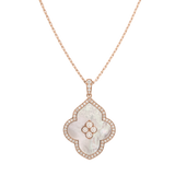 LUCE COLOUR - PENDANT SEMI PAVE ROSE GOLD MOTHER OF PEARL & 4 DIAMONDS L