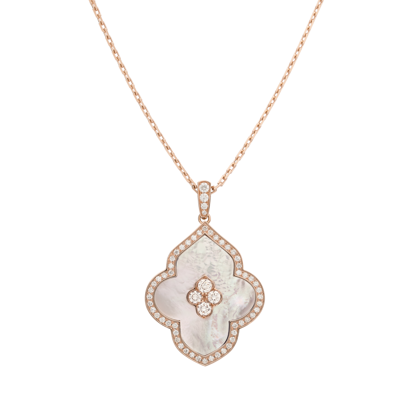 LUCE COLOUR - PENDANT SEMI PAVE ROSE GOLD MOTHER OF PEARL & 4 DIAMONDS L