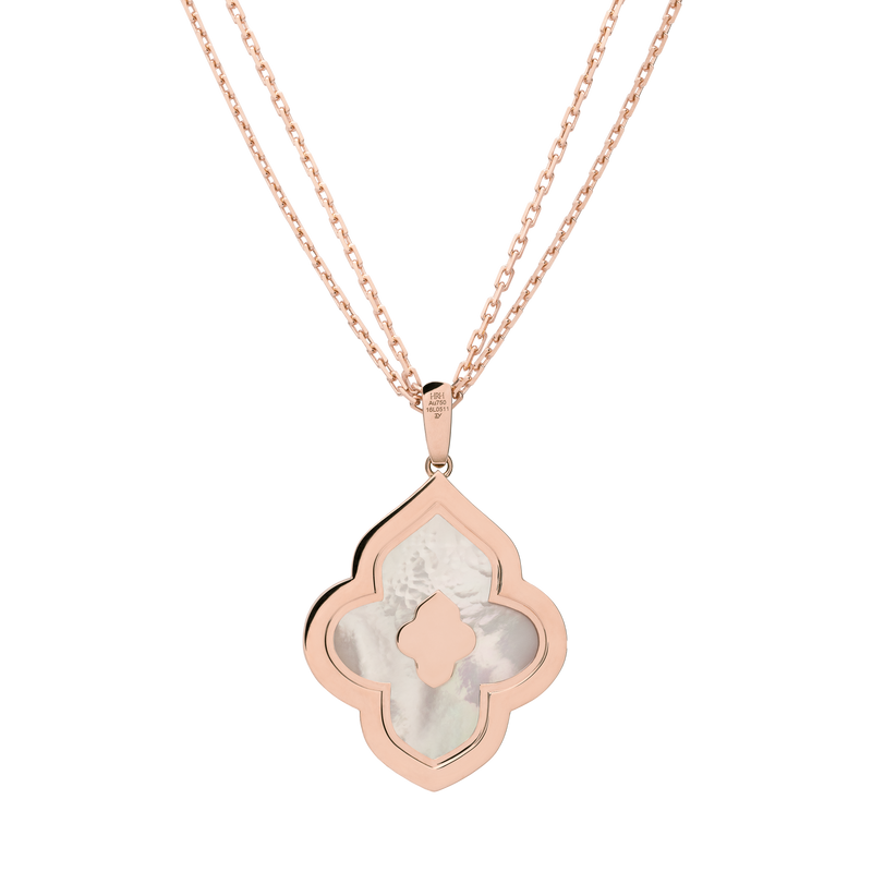 LUCE COLOUR - PENDANT SEMI PAVE ROSE GOLD MOTHER OF PEARL & 4 DIAMONDS L