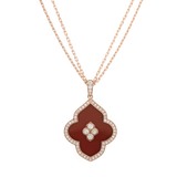 LUCE COLOUR - PENDANT SEMI PAVE  ROSE GOLD CORNELIAN & 4 DIAMONDS L