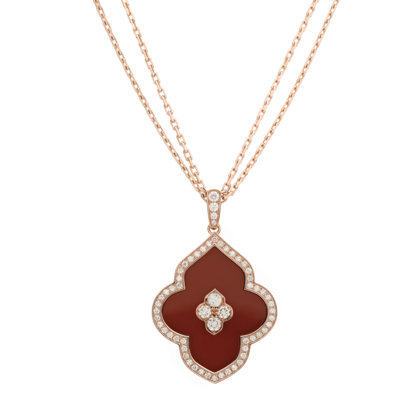 LUCE COLOUR - PENDANT SEMI PAVE  ROSE GOLD CORNELIAN & 4 DIAMONDS L