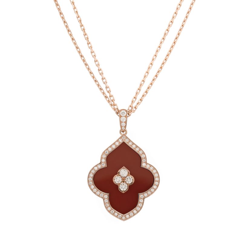 LUCE COLOUR - PENDANT SEMI PAVE  ROSE GOLD CORNELIAN & 4 DIAMONDS L