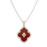 LUCE COLOUR - PENDANT SEMI PAVE  ROSE GOLD CORNELIAN & 4 DIAMONDS L